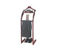 ISCBAFYX Elegante Appendiabiti in Legno massello - Servomuto da Uomo per Abiti, Cappotti e Pantaloni - Include Vassoio Appendiabiti Sagomato, Barra per Pantaloni, Ganci per Cravatte e Cinture,