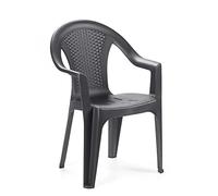 Ischia Sedia monoblocco impilabile con schienale basso, effetto Rattan, Colore Nero (Antracite)