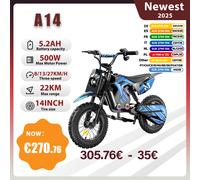 iScooter A14 Bici da cross elettrica per bambini 500W 5.2Ah Moto elettrica 27 km/h Velocità massima 14 pollici Trail Riding Moto fuoristrada