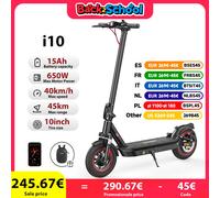 IScooter i10 Scooter elettrico 10 pollici 650W 15Ah Scooter elettrico pieghevole Kick Scooter gamma massima 45km eScooter elettrico Whit APP Black
