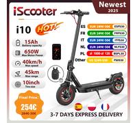 IScooter i10 Scooter elettrico 10 pollici 650W 15Ah Scooter elettrico pieghevole Kick Scooter gamma massima 45km eScooter elettrico Whit APP Black