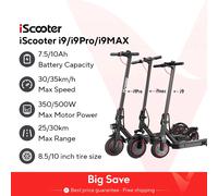 iScooter i9/i9pro/i9max Elettrico da 10 pollici Monopattino Elettrico 35 km/h Scooter Elettrico Smart E Scooter per Scooter per Adulti i9max with bag