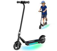 iScooter IK3 Monopattino Elettrico per Bambini 6-12 Anni, Ruote da 6", Freno Elettronico a Pollice, Freno a Pedale, Luci LED Colorate, Display LED, Velocità 5/10/16 km/h, Nero