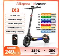 Scooter elettrico IX3 da 10 pollici 350W 10Ah per adulti Velocità 40 km/h 40 km Max fila Off Road Fire Folk Scooter con APP