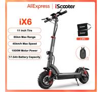 IScooter iX6 Scooter elettrico 1000W 45 km/h potente monopattino 17.5Ah 11 pollici Scooter per pneumatici fuoristrada antiscivolo 65km gamma massima