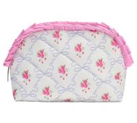 iscream Beauty case in nylon completamente foderato con ampia cerniera e volant, 21 x 12,7 cm, vintage vibes