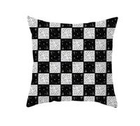 Isdreem Lino Copricuscini Impermeabili da Esterno Fodera Cuscino del Sedile Divano Forma della Piastrella Pavimento Giardino Laterale Copricuscini Federe Nero Grigio 45x45cm