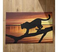 Isdreem Zerbino Esterno Simpatico Tappeto Robusto Per Interni Pantera Nera Zerbino Pulisci Scarpe da Esterno Tappetino Bagno Antiscivolo Per Doccia, 40x60cm