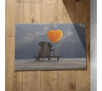 Isdreem Zerbino Interno Personalizzato Zerbini per Ingresso Interno Divertenti Elefante Zerbino Ingresso Esterno Simpatici Tappetino Doccia Antiscivolo Rettangolare, 45x75cm