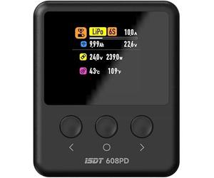 ISDT 608PD - Caricabatterie Lipo DC 6S/240W/10A, USB C 100W/5A, per batterie RC, per batterie Life/Lilon/LiPo/LiHV (1-6S), NiMH(1-16S), Pb (1-12S)