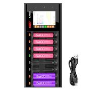 ISDT N8 - Caricabatterie per batterie AA e AAA, 8 slot con funzione di ricarica rapida USB-C e display LCD, rilevamento automatico del tipo di batteria, funzione di scarica