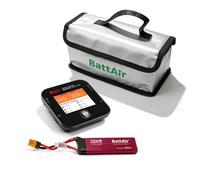 ISDT Q6 Retro Smart Balance Charger Bundle DC 350W 1-6S Single Channel e 2S 2200mAh 7.4V 50C XT60 Plug con Lipo Safe Bag per RC Drone, Aeroplano, Elicottero, Auto