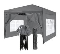 ISE 3x3m Gazebo Pieghevole con Pareti Laterali da Esterno, Gazebo da Giardino Pop Up Gazebo Tenda con Pannelli Laterali Altezza Regolabile (Grigio)
