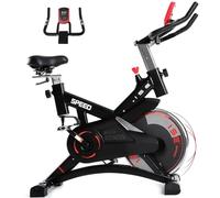ISE Cyclette da Casa con Resistenza Regolabile, Cyclette per Casa Professionale con Schermo LCD Supporto per Smartphone Exercise Bike per Palestra a Casa