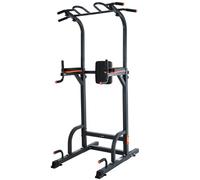 ISE Power Tower Multifunzione, Altezza Regolabile 192-228cm, Dip Station, Sbarra Sollevamento, Impugnature per Flessioni, Sbarra Trazioni Workout Dip Station per Dips,Chin Up,Allenarsi a Casa