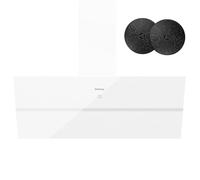 IsEasy 2 Pacco Cappa Aspirante 90 cm, 571 m³/h Forte Potenza di Aspirazione, 4 Livelli di Regolazione, Modalità di Scarico, 1-9 Minuti di Ritardo di Arresto, 61 dB, Bianco, Efficienza A++