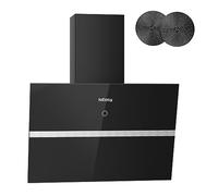 IsEasy 2 Pack Cappa Aspirante 60 cm, 578 m³/h Forte Potenza di Aspirazione, 4 Livelli di Regolazione, Modalità di Scarico, 1-9 min Ritardo Funzione di Spegnimento, Min 35dB, Nero, Efficienza A++