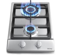 IsEasy 31 cm Piano Cottura Incasso 2 Fuochi a Gas Acciaio Inossidabile 4300 W