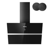 IsEasy Cappa Cucina 60cm, Cappa Aspirante di Scarico/Ricircolo con 524 m³/h Forte Potenza di Aspirazione, 4 Livelli di Regolazione, Funzionamento Touch, 58 dB, Nero, Efficienza A++