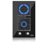 IsEasy Piano Cottura 2 Fuochi a Gas 30 cm Vetro Nero Fornello da Incasso GN/GPL