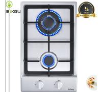 IsEasy Piano cottura a gas 2 fuochi da 31 cm in acciaio Inox incasso GN/GPL Gas