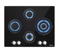 IsEasy Piano cottura a gas 4 fuochi da 64 cm in Vetro Nero GN/GPL incasso