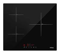 IsEasy Piastra di cottura a induzione 3 fuochi, piastra a induzione a 3 fuochi, incasso 59 cm, 5800 W, 3 booster, timer, controllo tattile, serratura per bambini, grande fuoco da 26 cm