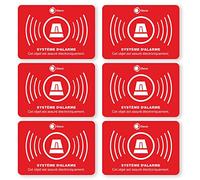 iSecur 6 pièces autocollant "Alarme" alarmé 5x3,5cm I Rappelant alarme adhésif extérieur pour les fenêtres maison voiture camion matériel de construction (français) I hin240