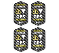 iSecur Set di 4 adesivi GPS Tracking I 3 x 5 cm I Warning GPS I adesivo esterno resistente alle intemperie I effetto carbonio I hin833