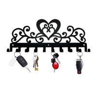 ISEEKLIKE Portachiavi in metallo a forma di fiore, 10 ganci, tulipano, margherita, in ferro nero, ganci da parete, organizer for decorazioni, for appendere chiavi a muro(GJ00082)