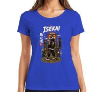 Isekai Pinguin Samurai Katana Japan Torii Y2K - Maglietta da donna, Blu