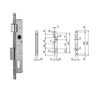 ISEO 7501510 SERRATURA INFILARE ENTRATA 15MM FRONTALE CROMATO 200x16x3MM INFISSI METALLICI CILINDRO OVALE CATENACCIO 3MM MANDATA 9MM SCROCCO SEPARATO