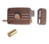 ISEO serratura ad applicare destra cilindro fisso e scrocco E50 mm dx Di colore marrone