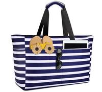 ISEYOU Borsa Mare Grande XXL Famiglia, Borsa Spiaggia con Chiusura Zip e Impermeabile, Leggera e Pieghevole, Multitasche ad Ampia Capacità Borsello Tracolla Donna per Shopping, Viaggio, Campeggio