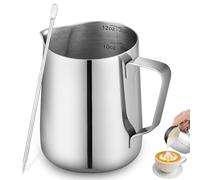 ISHEWUDU - Brocca montalatte da 350 ml con penna per latte art, brocca per latte in acciaio inox, per macchina da caffè e barista, set di brocca per latte e caffè, per latte art, cappuccino, uso