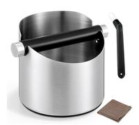 ISHEWUDU Coffee Knock Box con spazzola, cestino per caffè in acciaio inox, piccola scatola per caffè espresso, base antiscivolo, contenitore per rifiuti di caffè di grande capacità, barra rimovibile