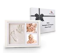 iShop New Baby Handprint and Footprint Kit | MDF Photo Frame Personalised Baby Shower Gifts with Wall Mount and Gift Box | Newborn Baby Gifts for Girls & Boys | 29x24.5Cm