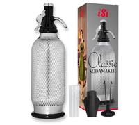 iSi 1060 Sodamaker Classic, 1,0 L, bollitore d'acqua frizzante con bottiglia PEN, rete in acciaio inossidabile, acido carbonico per acqua, macchina per soda, accessori da bar in stile vintage 106001