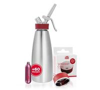 iSi - Dosatore panna Gourmet da 1 L + 6 x 10 capsule panna + tappo montante in confezione - Kit spruzzatore panna in acciaio inox 100% per creme, zuppe e dessert