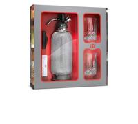 iSi Soda Maker Classic - Set regalo con 2 bicchieri e 10 capsule di soda, sifone di soda 1 l, in acciaio inox, accessori per bar per acqua frizzante