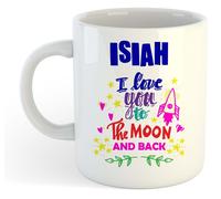 Isiah - I Love You To The Moon And Back Tazza Blu - Divertente Detto Valentine