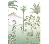Isidore Leroy Carta da parati panoramica Jardin des Oiseaux Jade - Panel B