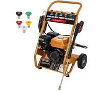 ISINEVER Rondella ad alta pressione a benzina 3950 PSI (272 bar), motore da 6,5 CV, 4 tempi, tubo ad alta pressione da 8 m, 5 ugelli, 2,6 GPM 10 l/min, pulizia esterna per auto, terrazza, facciata