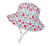 ISIYINER Cappello da Sole per Bambini Ragazze Regolabile Cappello Estivo Anti-UV Tesa Larga Berretto Estivo per Viaggio Nuoto Spiaggia Piscina (Fiore)