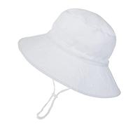 ISIYINER Cappello da Sole per Bambini Ragazze Regolabile Cappello Estivo Anti-UV Tesa Larga Berretto Estivo per Viaggio Nuoto Spiaggia Piscina (Bianca)