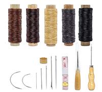 ISIYINER Filo Cerato in Pelle 5 Colori 273 Yards 150D in Pelle Cucito Filo Filo Cerato con Strumenti Artigianali Artigianali in Pelle Kit per Fai da Te Cucito 16 Pezzi