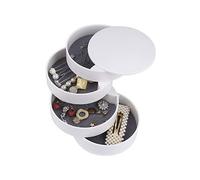 ISIYINER Mini portagioie da viaggio, girevole a 360 gradi, con 4 strati, per anelli, orecchini, collane, Plastica