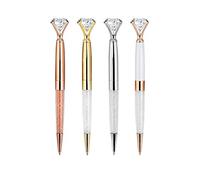 ISIYINER Penne a Sfera Diamantata Metallo Penne a Sfera Cristallo Penna a Sfera per Forniture da Ufficio Scuola, Inchiostro Nero 4 Pezzi (Oro rosa, Oro, Argento, Bianco)