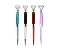 ISIYINER Penne a Sfera Diamantata Metallo Penne a Sfera Cristallo Penna a Sfera per Forniture da Ufficio Scuola, Inchiostro Nero 4 Pezzi (Nero, Rosso scuro, Viola, Blu pavone)