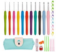 ISIYINER Uncinetto Set Ergonomici Morbidi Impugnature in Gomma Antiscivolo Ferri da Uncinetto con Borsa Regalo per la Lavorazione a Mano